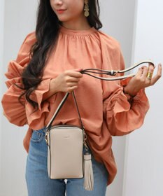 style code 【Ungrid/アングリッド】両アオリポケット付き縦長スリムポシェット 　スマホポーチミニショルダーバッグ