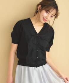 Feroux 【ご好評につき今季も登場！】チュールコンビパフスリーブ ニット