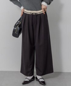 組曲 L 【加藤ローサさん着用】ラメストライプ ワイドパンツ