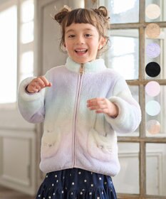 ANY KIDS 【ドッキング可能】ネコボアブルゾン ラベンダー×レインボー