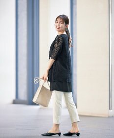 Tiaclasse 【洗える】スカラップレースチュニックブラウス