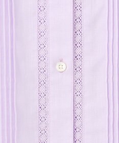 J.PRESS LADIES 【洗える】シャンブレー バンドカラー ピンタック ブラウス