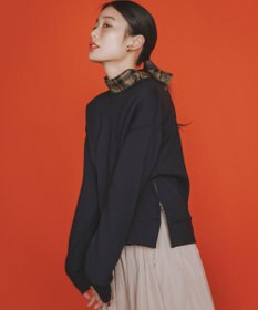 組曲 シアーツイルチェック ハイネックブラウス