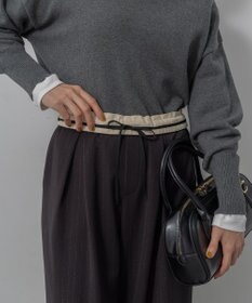 組曲 L 【加藤ローサさん着用】ラメストライプ ワイドパンツ