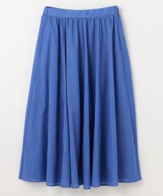 ANY L 【ウエストゴム/ポケット付】シャンブレーライク フレアスカート