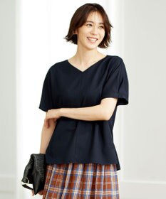 自由区 【接触冷感・速乾・UVカット・撥水・防シワ】リネンライクツイル プルオーバーブラウス