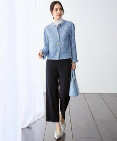 自由区 コットンサテンクロップド丈ワイドストレート パンツ