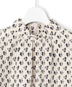 23区 L モダンアートプリントギャザーブラウス