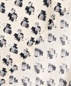 23区 L モダンアートプリントギャザーブラウス