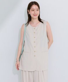 Green Parks クルーネック多釦ジレ