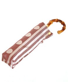 槇田商店 Kirie ドットとストライプ アンティークボルドー 折りたたみ傘