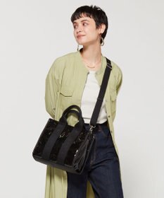 LA BAGAGERIE ソフトエナメル　ロゴテープ2WAYトートバッグ　Mサイズ