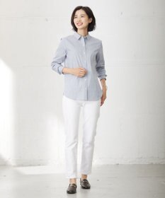 J.PRESS LADIES S 【洗える】BEZ C/Ny ドビーストライプ シャツカラー ブラウス