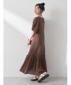 earth music&ecology コットンボイルパフスリーブワンピース