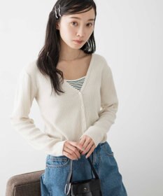 WEGO カラーリブショートカーデ