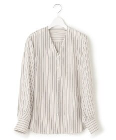 23区 S バックサテンアムンゼン ストライプ プリント ブラウス