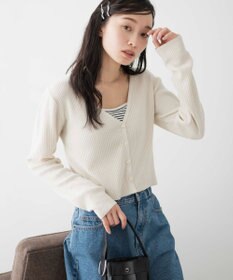 WEGO カラーリブショートカーデ