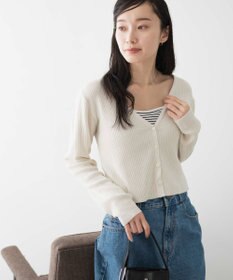 WEGO カラーリブショートカーデ