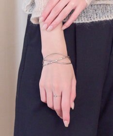 Phoebe グリッターワイドカフバングル シルバー