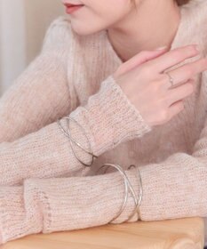 Phoebe グリッターワイドカフバングル シルバー