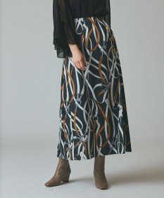 GRACE CONTINENTAL ベルトプリントアシメプリーツスカート