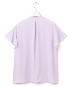 23区 【洗える】バックサテンアムンゼン 袖フリル キーネック ブラウス