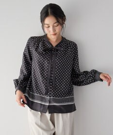 YECCA VECCA ドットパネル柄リボンブラウス