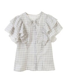 earth music&ecology フリルチェックブラウス