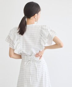 earth music&ecology フリルチェックブラウス