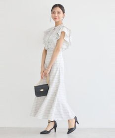 earth music&ecology フリルチェックブラウス