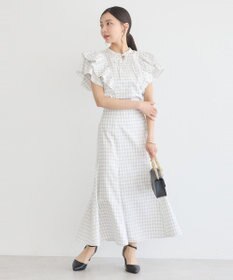earth music&ecology フリルチェックブラウス