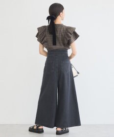 earth music&ecology フリルチェックブラウス