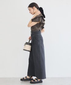 earth music&ecology フリルチェックブラウス