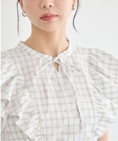 earth music&ecology フリルチェックブラウス