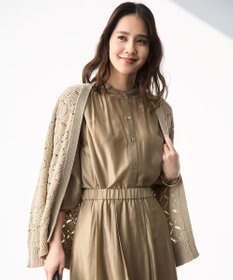 自由区 【SHIHOさん着用】ジオメトリックモチーフ カーディガン ベージュ