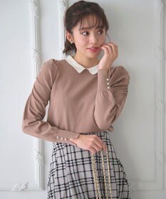 Feroux 配色襟パワショル ニット