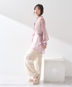 earth music&ecology ラメテレコショルダーレースタンクトップ