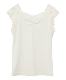 earth music&ecology ラメテレコショルダーレースタンクトップ