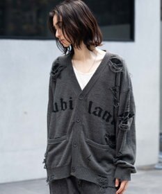 WEGO 【ユニセックス着用ITEM】ダメージジャガードカーディガン