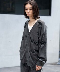 WEGO 【ユニセックス着用ITEM】ダメージジャガードカーディガン