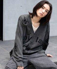 WEGO 【ユニセックス着用ITEM】ダメージジャガードカーディガン