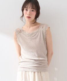 earth music&ecology ラメテレコショルダーレースタンクトップ