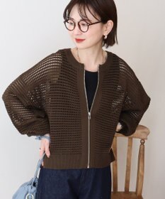 AMERICAN HOLIC 【先行予約】ジップアップメッシュニットカーディガン【WEB限定カラー有り】