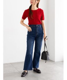 Te chichi フリンジニットハーフスリーブトップス