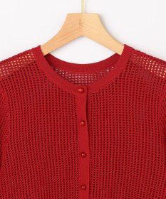 組曲 L 【先行予約・前後着用可】メッシュニット 七分袖カーディガン