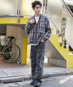 WEGO ベロアモールパターンカーディガン