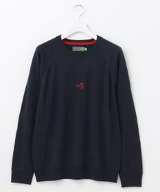 PW CIRCULUS 【MEN】【洗える】ロゴ ラグランスリーブ クルーネック ニット