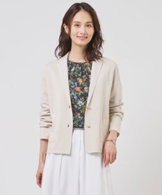 J.PRESS LADIES Cotton Acetate ニット ジャケット ライトベージュ系