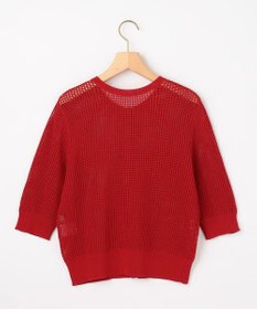 組曲 L 【先行予約・前後着用可】メッシュニット 七分袖カーディガン