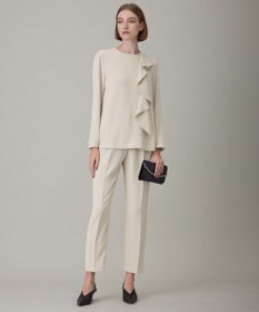 ICB L 【洗える】ライトダブルクロス フリルデザインブラウス